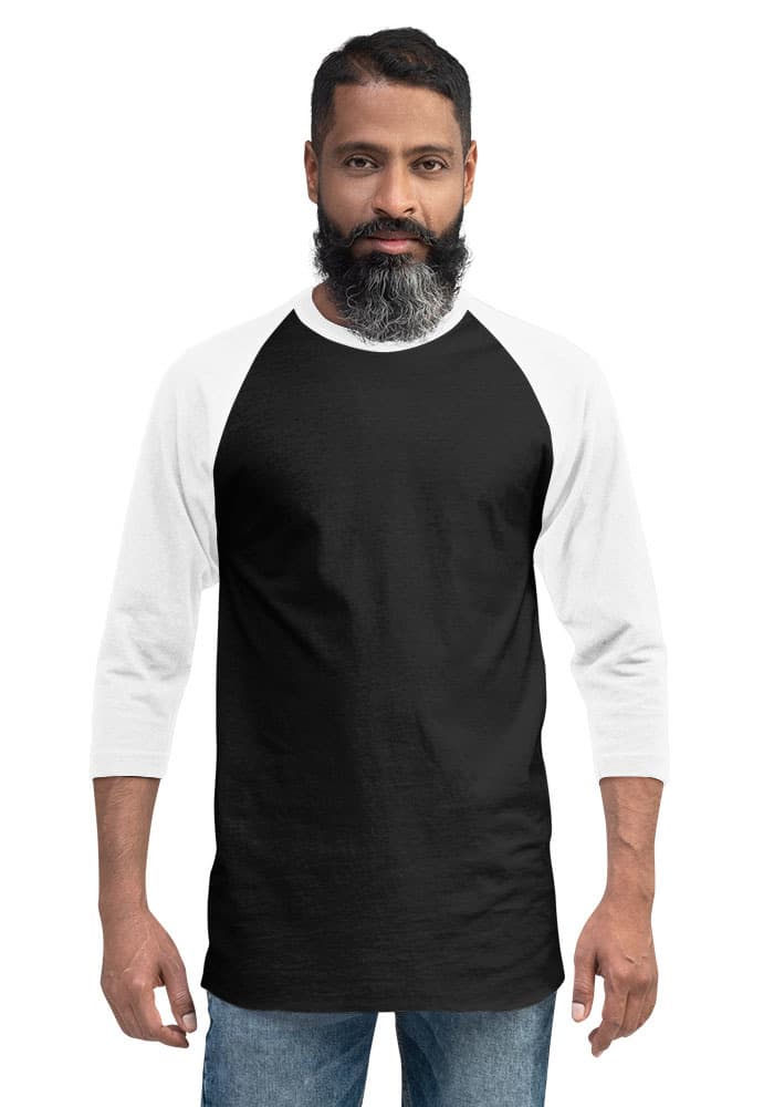 Unisex 3/4 Sleeve Raglan Shirt | Tultex 245 — Black/White
