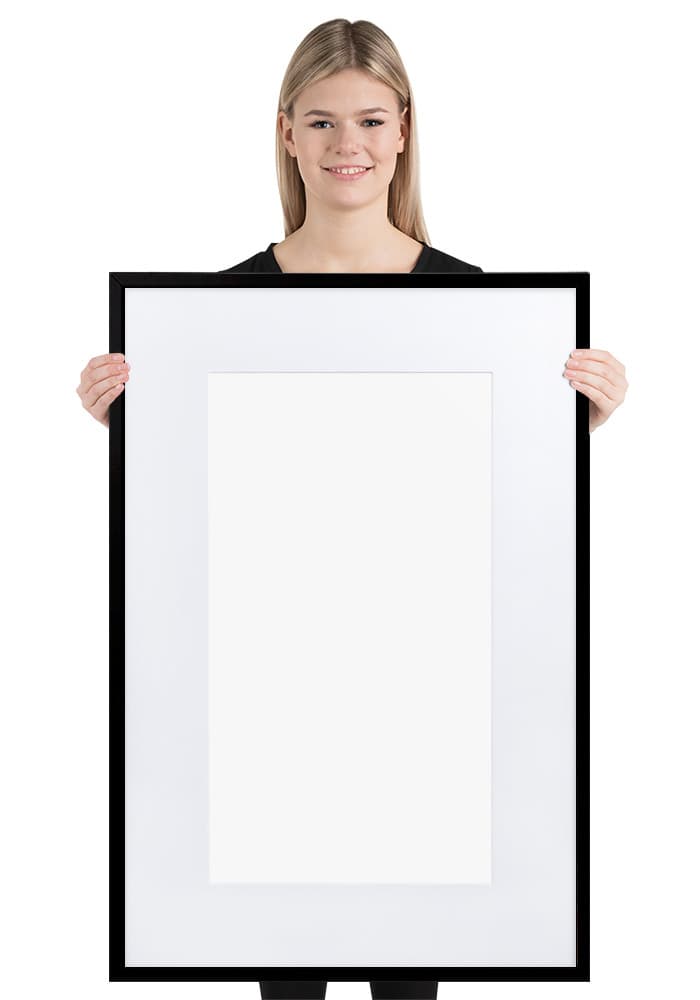 Matte Paper Framed Poster With Mat (cm) — Black